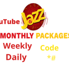 Jazz YouTube Packages Daily ,Weekly & Monthly Codes