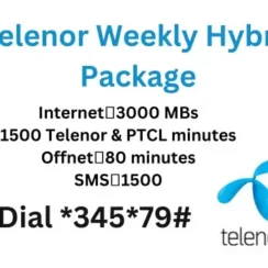Telenor Weekly Hybrid Package in rs 87 rupees code